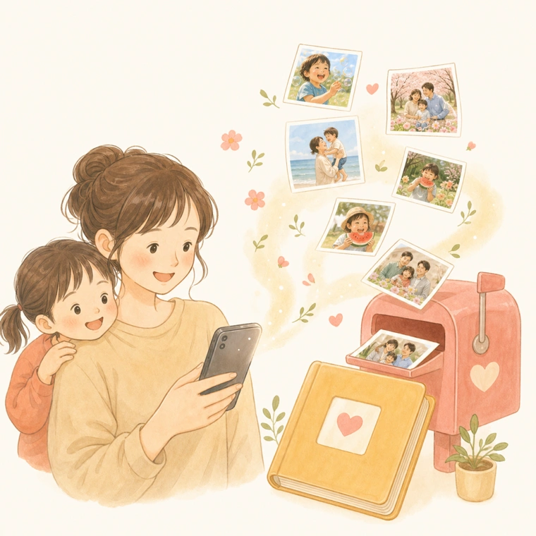 スマホで写真を送るとアルバムになる思い出ポスト